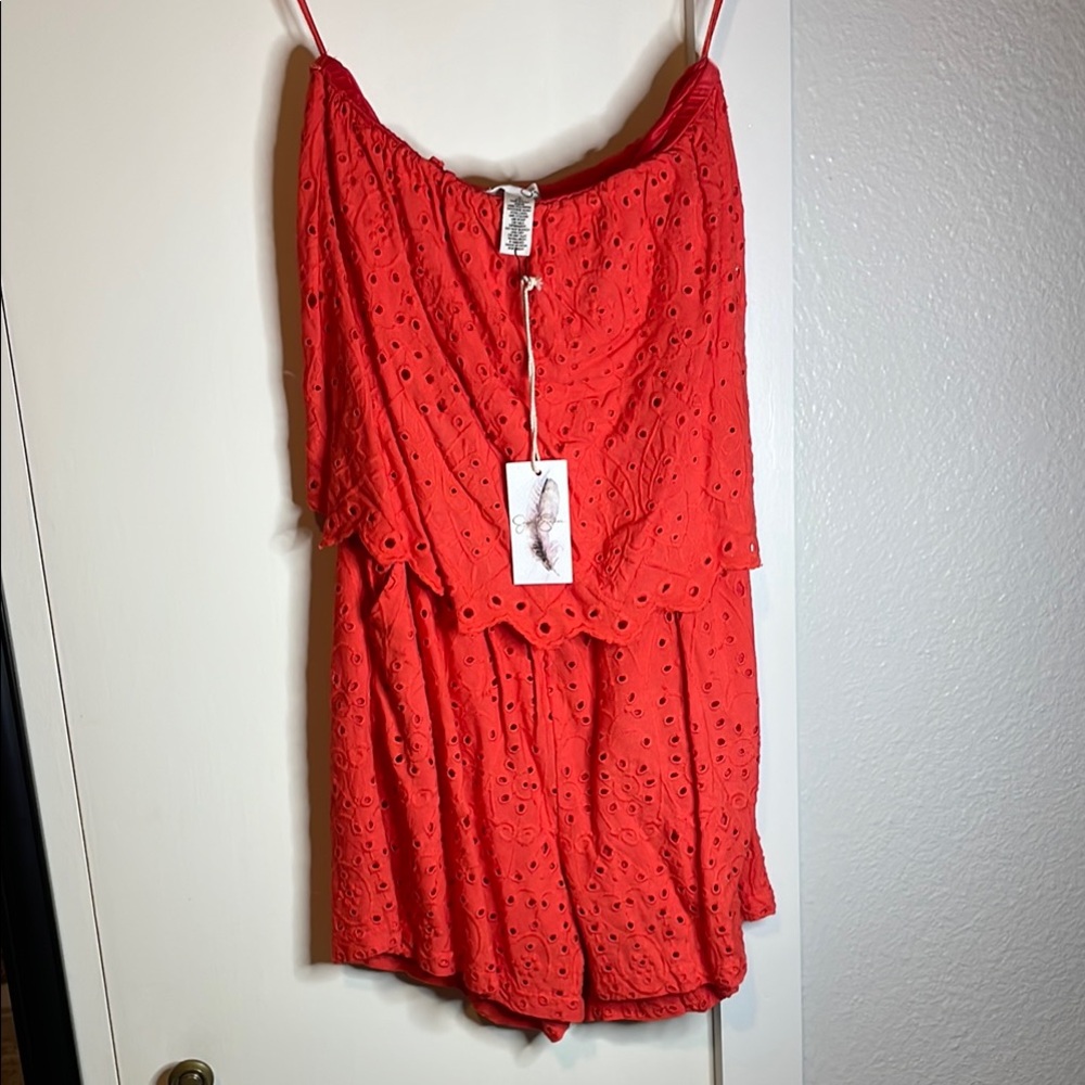 SOLD • New Jessica Simpson Red Eyelet Romper